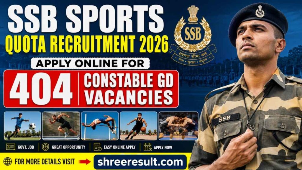 SSB Sports Quota Recruitment 2026: Apply Online for 404 Constable GD Vacancies