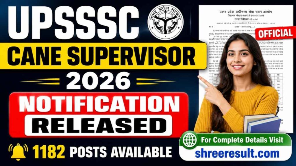 UPSSSC Cane Supervisor 2026 – Notification Released, 1182 Posts Available