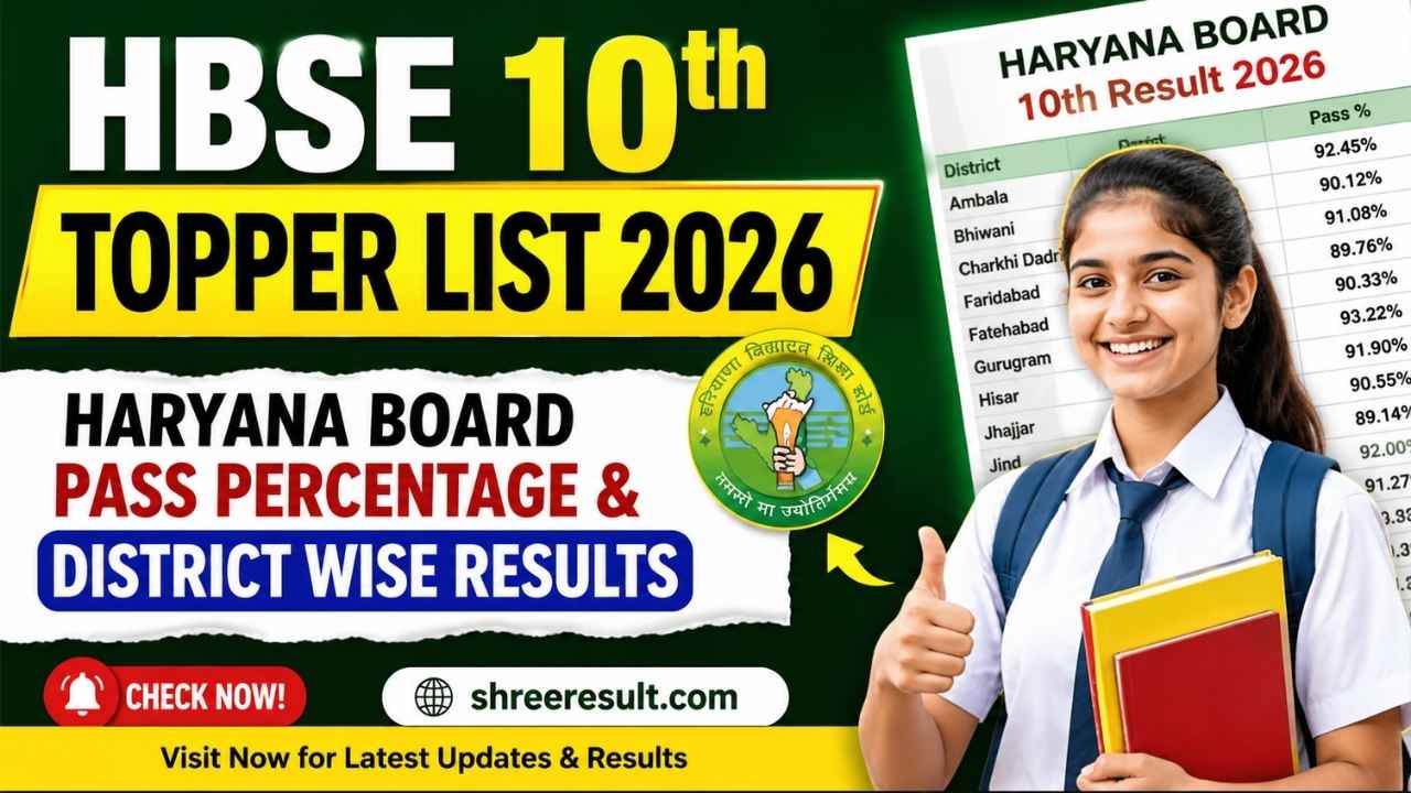 HBSE 10th Topper List 2026 – Haryana Board Pass Percentage & District Wise Results
