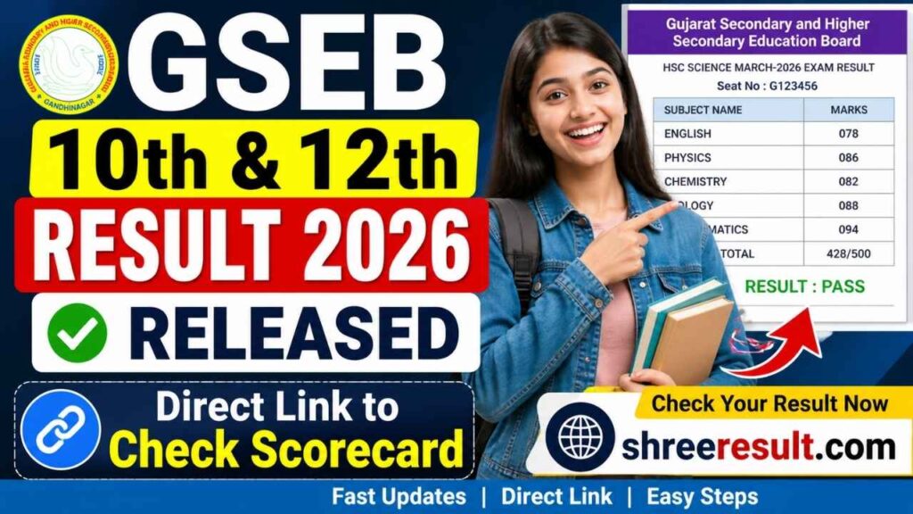 GSEB 10th & 12th Result 2026 Released – Direct Link to Check Scorecard