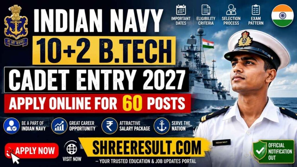 Indian Navy 10+2 B.Tech Cadet Entry 2027 – Apply Online for 60 Posts