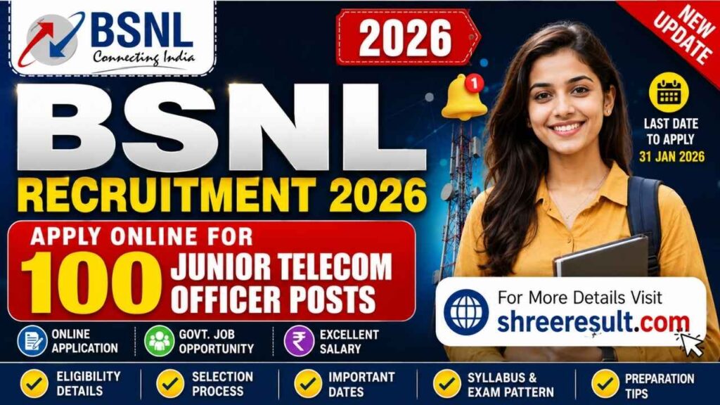 BSNL Recruitment 2026: Apply Online for 100 Junior Telecom Officer Posts