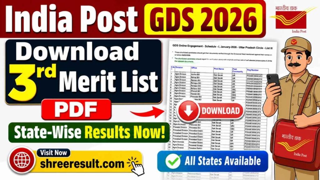 India Post GDS 2026: Download 3rd Merit List PDF State‑Wise Results Now!