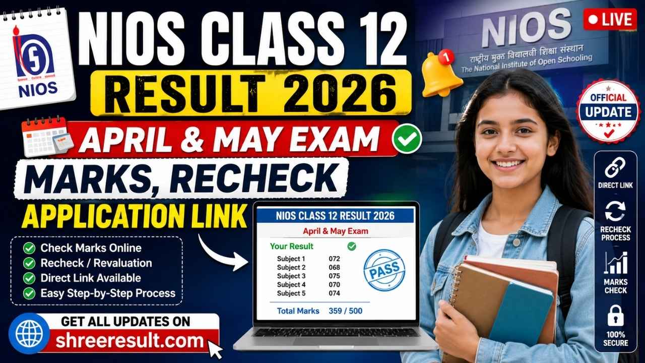 NIOS Class 12 Result 2026 – April & May Exam Marks, Recheck Application Link