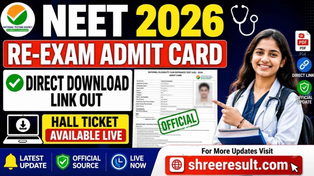 NEET 2026 Re‑Exam Admit Card – Direct Download Link OUT, Hall Ticket Available Live
