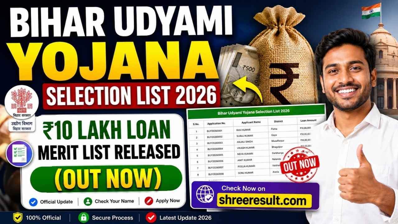 Bihar Udyami Yojana Selection List 2026 – ₹10 Lakh Loan Merit List Released (OUT Now)