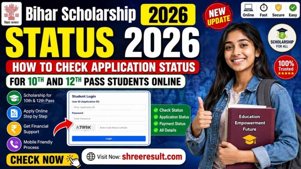 Bihar Scholarship Status 2026 – How to Check Application Status for 10th and 12th Pass Students Online