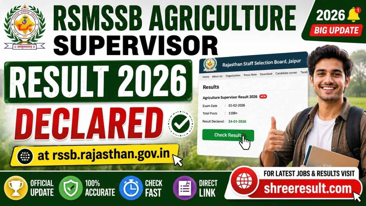 RSMSSB Agriculture Supervisor Result 2026 – Declared at rssb.rajasthan.gov.in