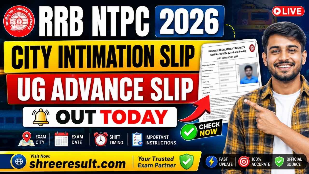 RRB NTPC 2026 City Intimation Slip – UG Advance Slip Out Today