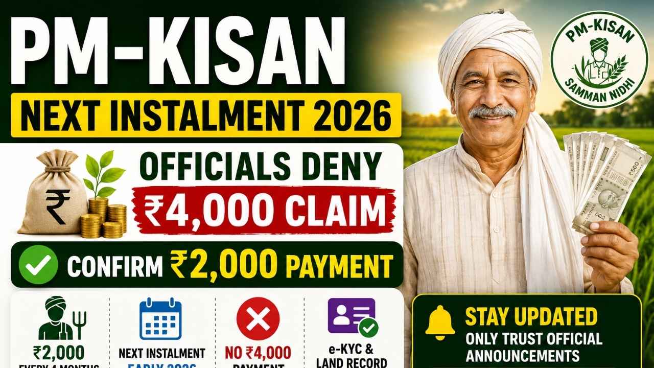 PM‑Kisan Next Instalment 2026: Officials Deny ₹4,000 Claim, Confirm ₹2,000 Payment